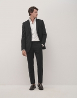 Traje half canvas slim fit liso negro