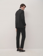 Black fake plain slim fit half canvas suit