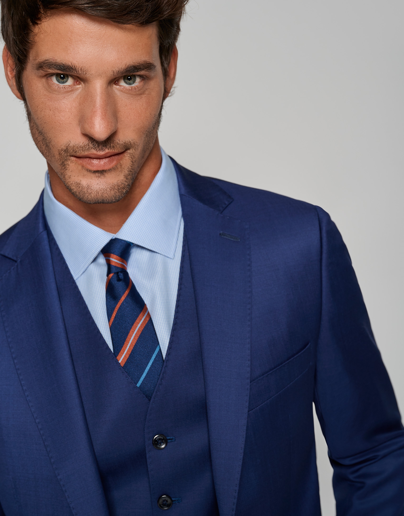 Ink blue slim fit half canvas suit