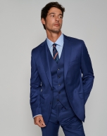 Ink blue slim fit half canvas suit