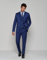 Ink blue slim fit half canvas suit