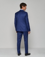 Ink blue slim fit half canvas suit