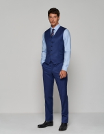 Ink blue slim fit half canvas suit