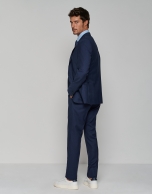 Traje half canvas slim fit microcuadros tonos azules