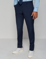 Traje half canvas slim fit microcuadros tonos azules