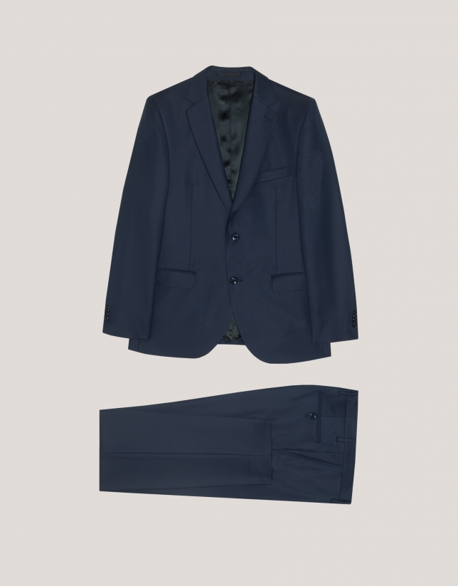 Cadmio blue fake plain regular fit half canvas suit