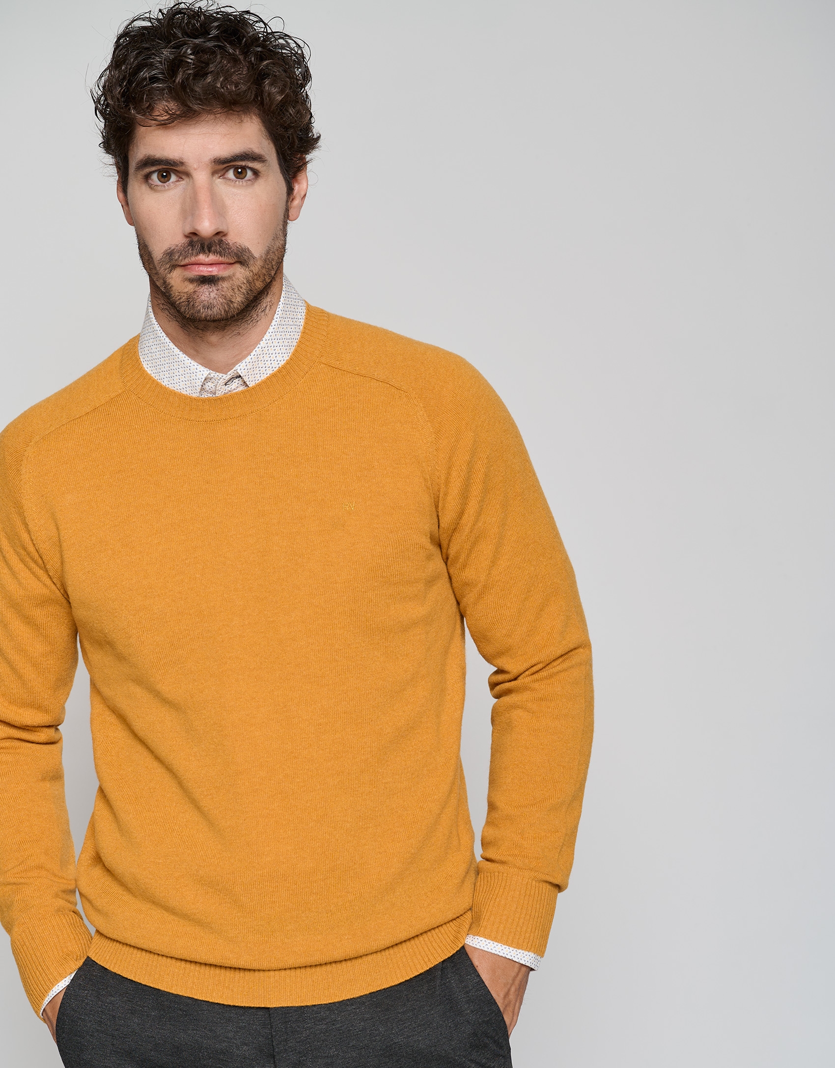 Yellow wool and cashmere sweater