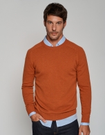 Dark orange wool and cashmere sweater