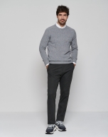 Gray melange cashmere and wool sweater