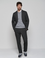 Gray melange cashmere and wool sweater