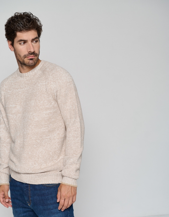 Sandy-colored mouliné sweater