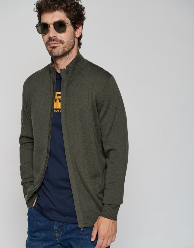 Palin kakhi green jacket with zipper