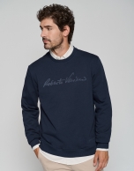 Navy blue sweatshirt with RV logo