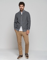 Gray structured jacket with zipper