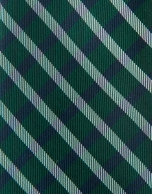 Corbata seda verde con rayas marino y blanco