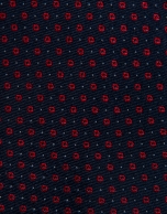 Navy blue silk tie with red and white jacquard 