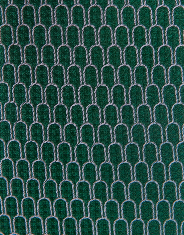 Corbata seda verde con jacquard celeste