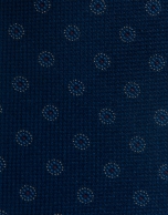 Deep blue silk tie with blue jacquard circles