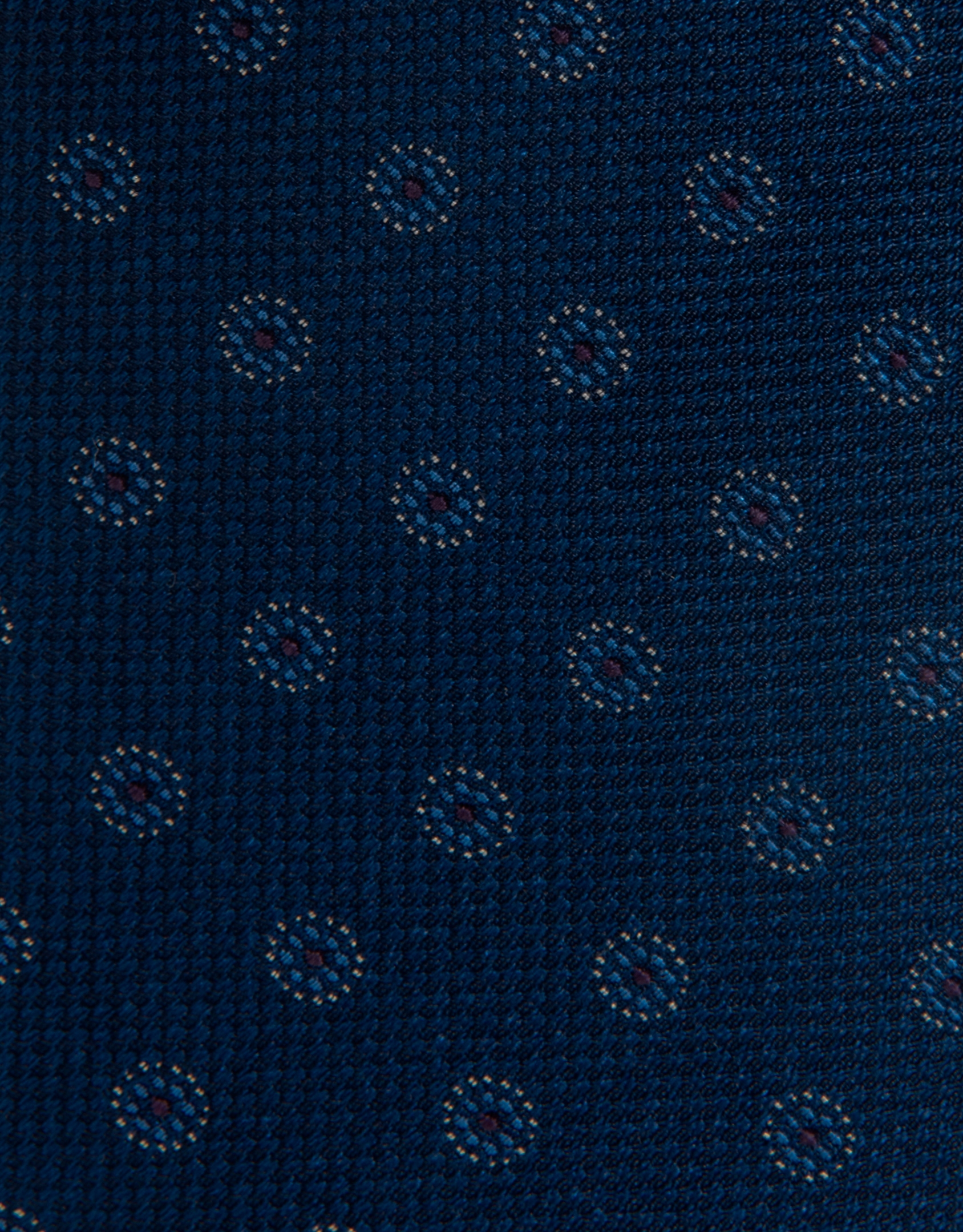 Deep blue silk tie with blue jacquard circles