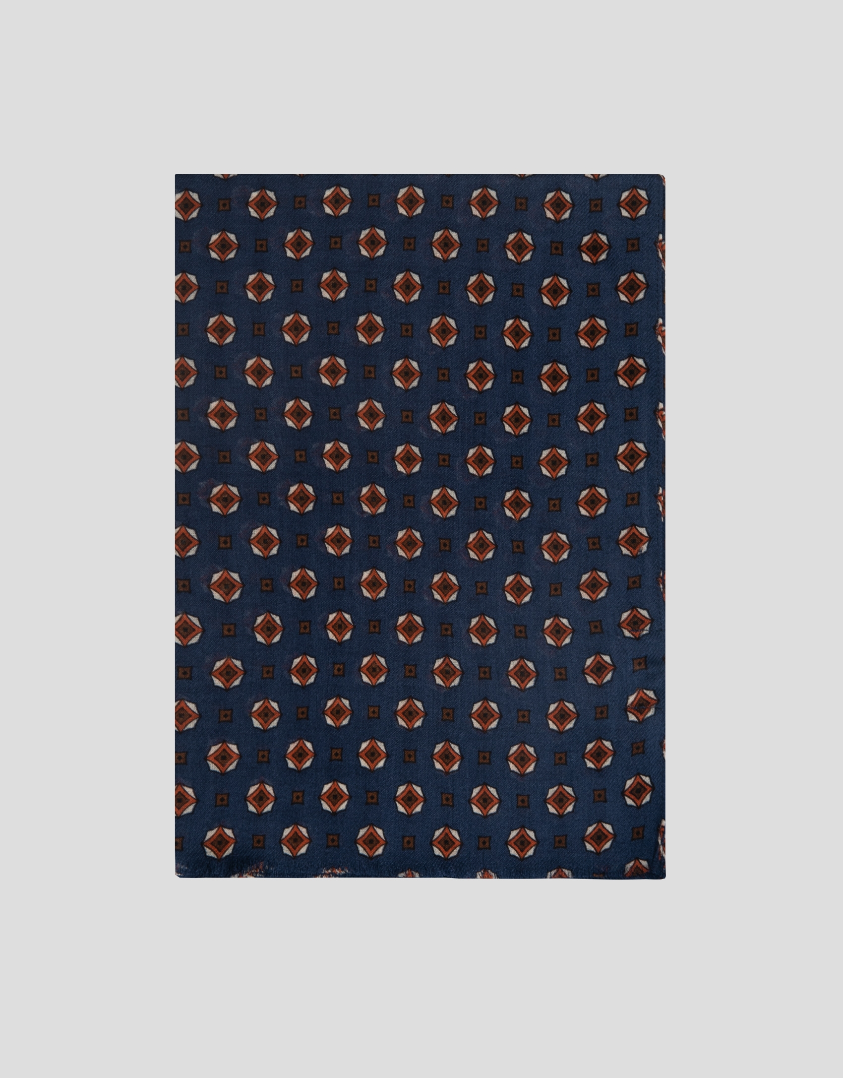 Blue wool scarf with tan necktie design