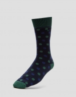 Pack of navy blue and yellow socks with green and navy blue stripes