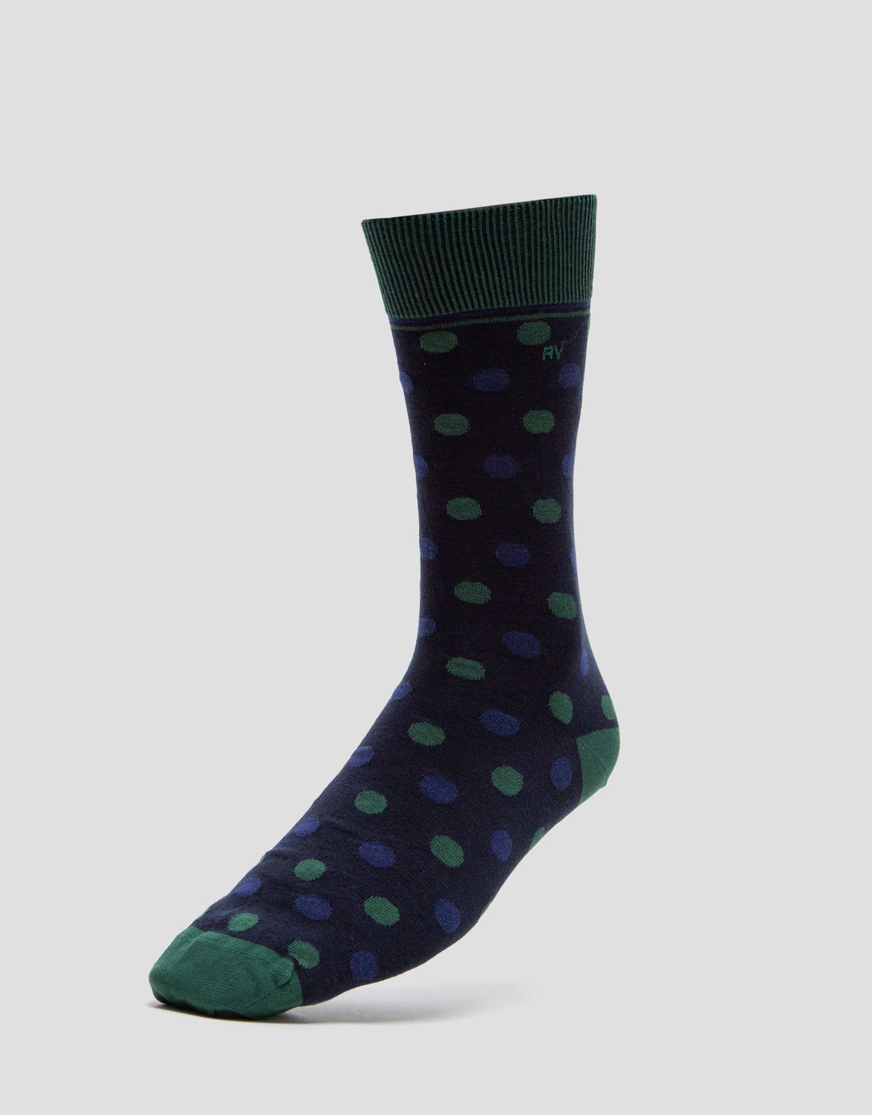 Pack of navy with polka dots/grey ribbed socks