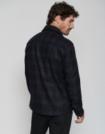 Blue checked wool shirt jacket