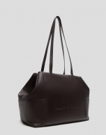 Megan Zipper dark brown leather shopper bag