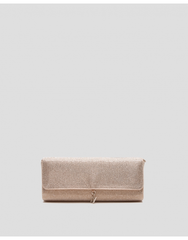 Gold Ariana Cristal Mesh clutch bag