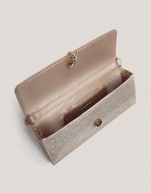 Gold Ariana Cristal Mesh clutch bag