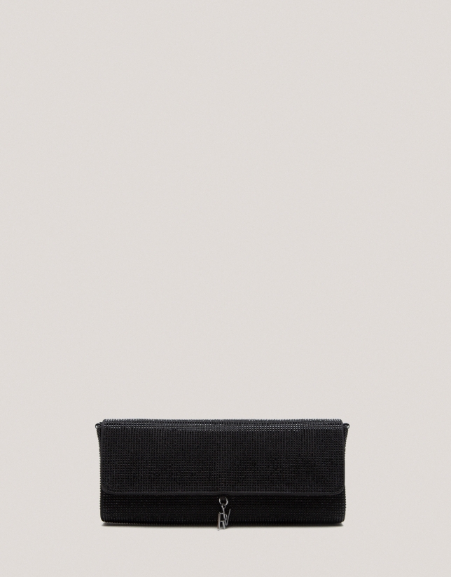 Black Ariana Cristal Mesh clutch bag