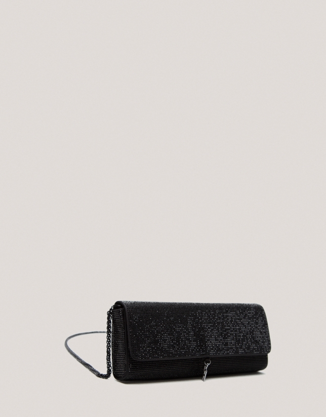 Bolso Clutch Ariana Cristal Mesh negro