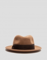 Camel felt fedora hat