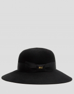 Black felt hat with ribbon and bow