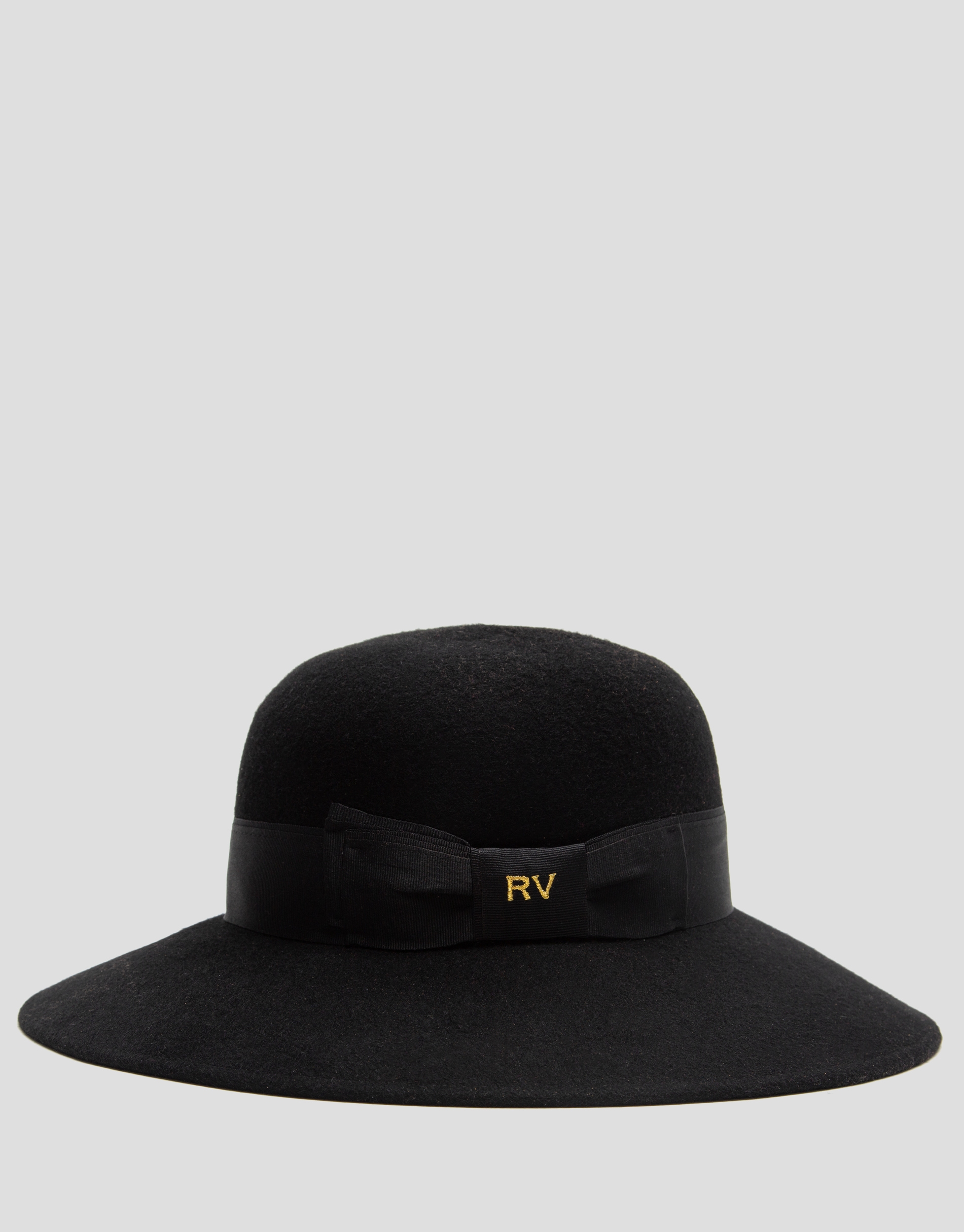 Black felt hat with ribbon and bow