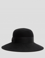 Black felt hat with ribbon and bow