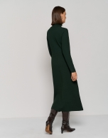 Green knit midi dress with long sleeves