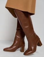 Brown leather high boot