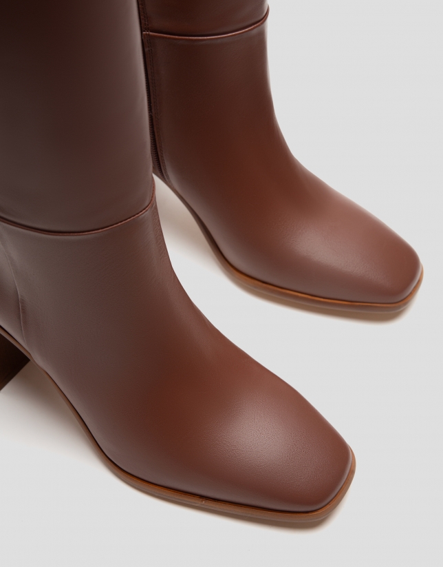 Brown leather high boot