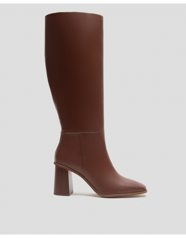 Brown leather high boot