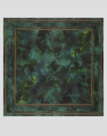 Green floral print silk scarf