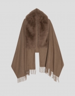 Large brown maxi foulard with soft collar