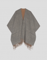 Poncho reversible gris/beige