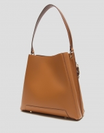 Camel Hobo Maxi Amber leather shoulder bag