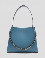 Blue leather Hobo Midi Amber shoulder bag