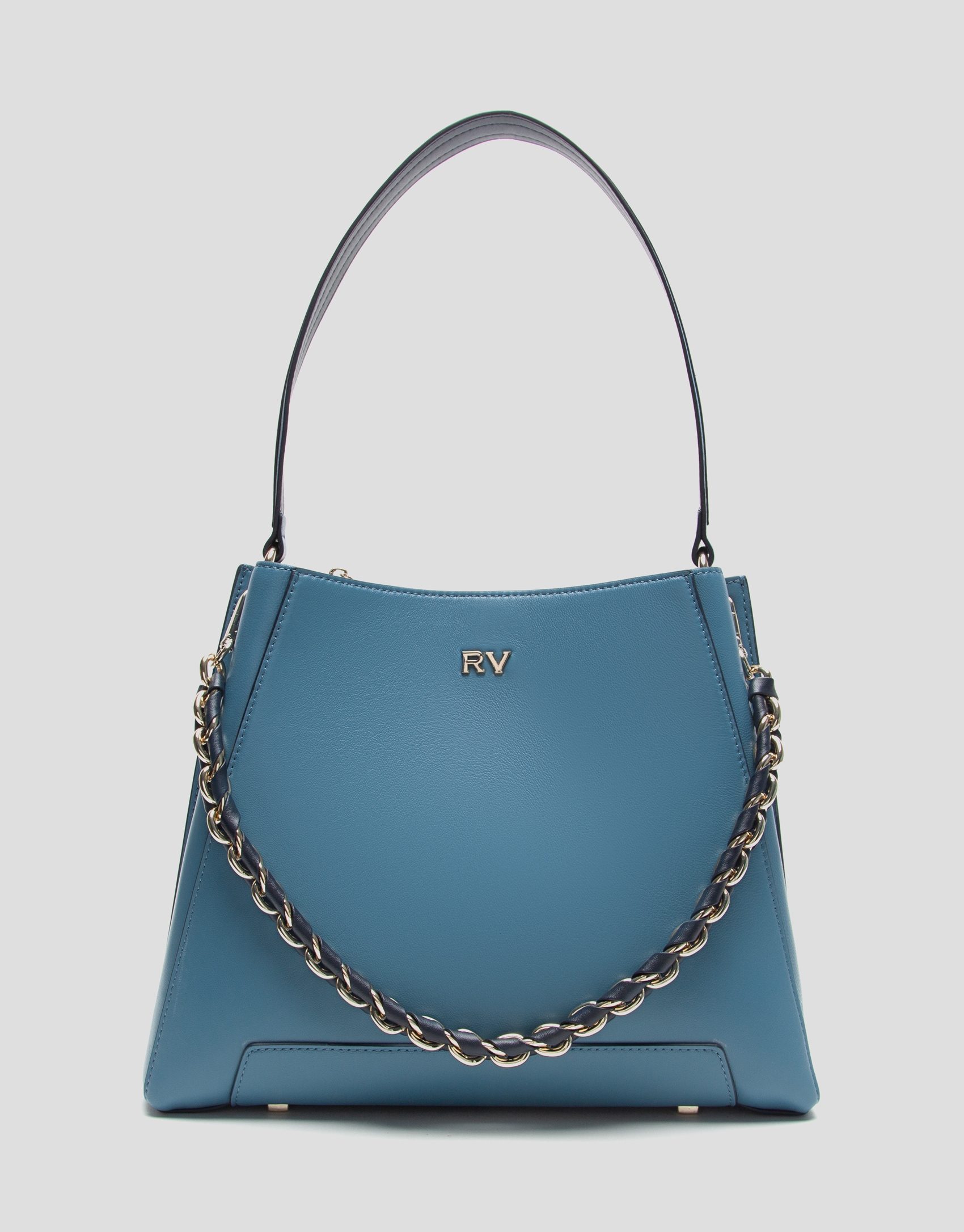 Blue leather Hobo Midi Amber shoulder bag