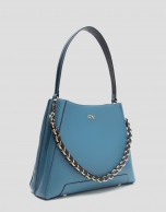 Blue leather Hobo Midi Amber shoulder bag