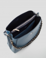 Blue leather Hobo Midi Amber shoulder bag