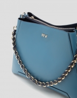 Blue leather Hobo Midi Amber shoulder bag