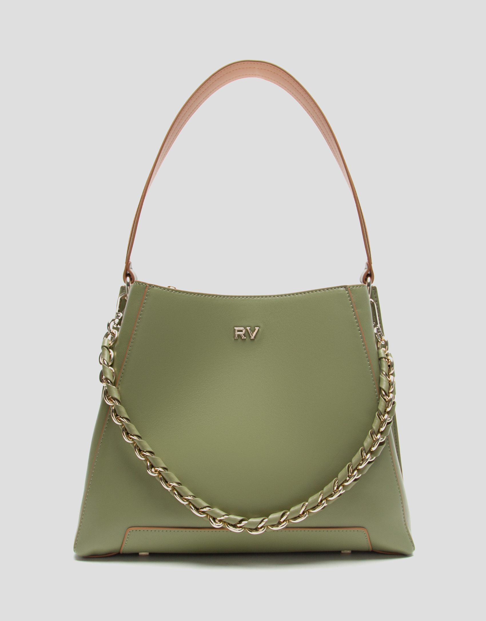 Green leather Hobo Midi Amber shoulder bag